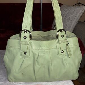 Coach Light Green Leather Shoulder Bag